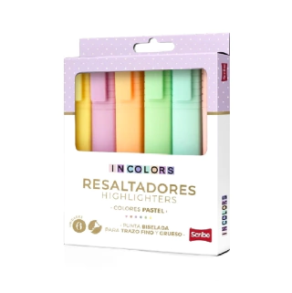 RESALTADOR SCRIBE PASTEL X 6 UND