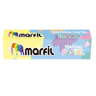 TEMPERA COLOR PASTEL MARFIL ESCOLAR NO TOXICA X 6 UND PALETA Y PINCEL
