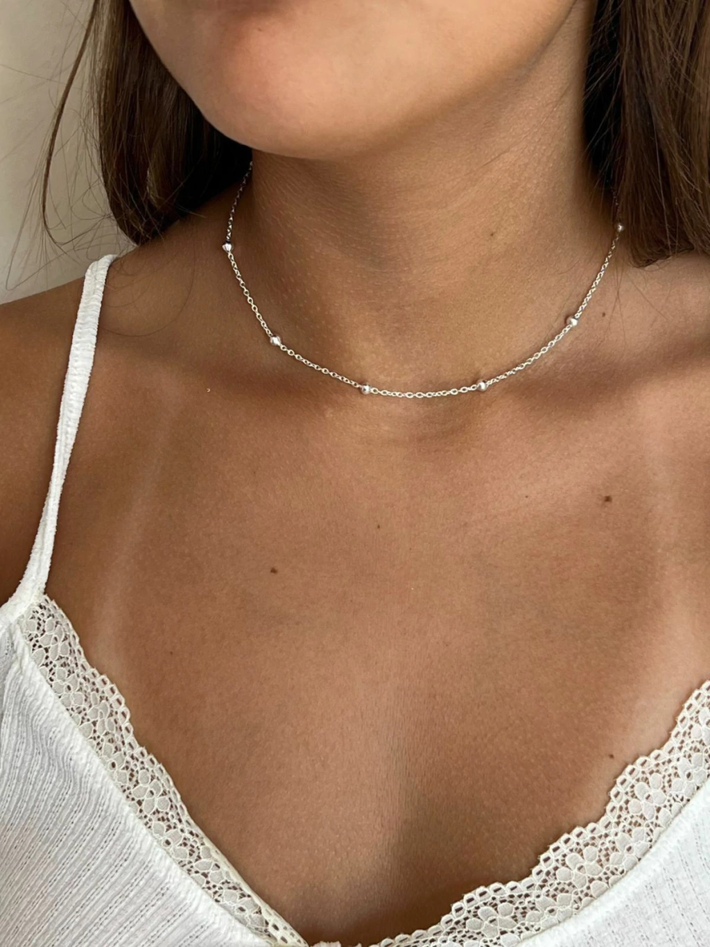 Collar Bella silver - acero quirúrgico blanco