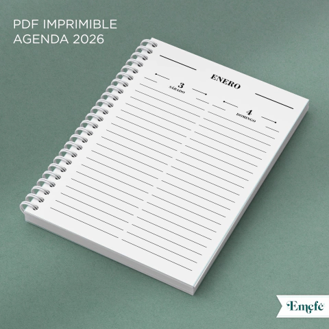 INTERIOR AGENDA 2026 DOS DÍAS VERTICAL - ARCHIVO IMPRIMIBLE - MODELO CLASICO BYN - comprar online