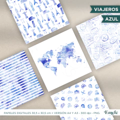 PAPELES DIGITALES - VIAJEROS AZUL - ARCHIVO IMPRIMIBLE