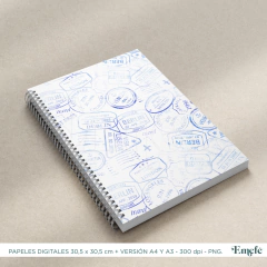 PAPELES DIGITALES - VIAJEROS AZUL - ARCHIVO IMPRIMIBLE - TIENDA EMEFÉ