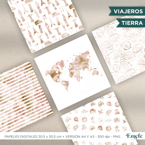 PAPELES DIGITALES - VIAJEROS TIERRA - ARCHIVO IMPRIMIBLE