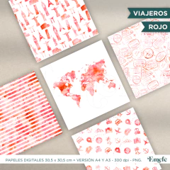 PAPELES DIGITALES - VIAJEROS ROJO - ARCHIVO IMPRIMIBLE