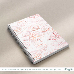 PAPELES DIGITALES - VIAJEROS ROJO - ARCHIVO IMPRIMIBLE - TIENDA EMEFÉ