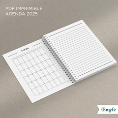 INTERIOR AGENDA 2025 SEMANAL HORIZONTAL SIN HORARIOS - ARCHIVO IMPRIMIBLE - MODELO CLASICO BYN - comprar online