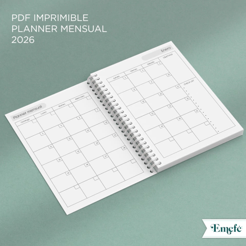 PLANNER MENSUAL A5 2026 - IMPRIMIBLE 001 - comprar online