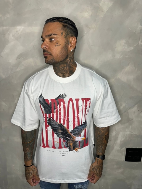 Camiseta Oversized Approve Animals II Águia - Off White