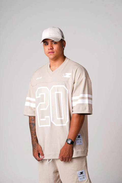 Camiseta Oversized Football Jersey - Titânio