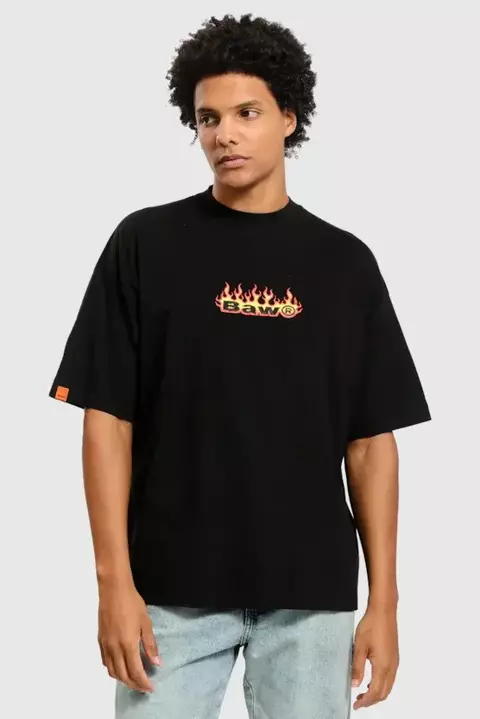 Camiseta Oversized Baw Fire - Preto