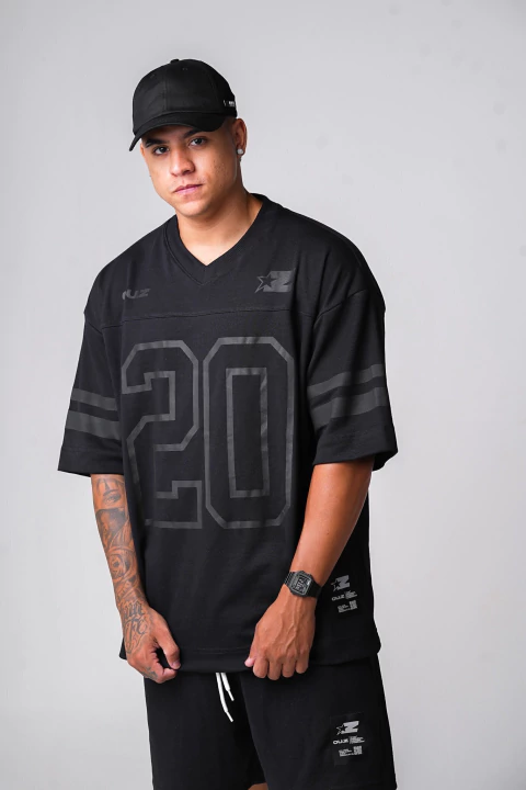 Camiseta Oversized Football Jersey - Preto
