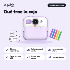Cámara Infantil Digital con Impresión Instantánea Lila - Paddle Watch
