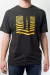 Remera gris oscuro melange con diseño de líneas amarillas y el nombre "David Lynch" en la parte inferior.