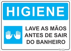 placa lave as mãos antes de sair do banheiro