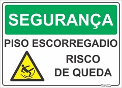 placa piso escorregadio, risco de queda