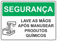 placa lave as mãos após manusear produtos químicos