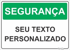 placa de segurança com texto personalizado
