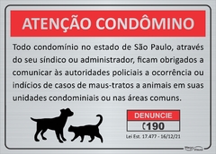 placa violência contra os animais, lei 17477