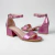 Sandalias de cuero bajas con pulsera color rosé metalizado. Modelo Camilo de Las Boleras.