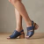 Sandalias de cuero color azul. Modelo Cazzu de Las Boleras.