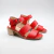 Sandalias de cuero taco bajo color rojo. Modelo Ines de Las Boleras.
