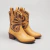 Bota texana de cuero color suela con arabezcos chocolate. Modelo Irene de Las Boleras.