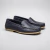 Mocasín de cuero cosido color negro. Modelo Luca de Las Boleras.