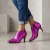 Botineta de cuero taco stiletto color fucsia metalizado. Modelo Meli de Las Boleras.