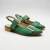 Sandalia de cuero con doble hebilla color verde. Modelo Verna de Las Boleras.