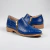 Zapato de cuero combinado color azul croco. Modelo Zia de Las Boleras.