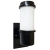 Aplique de pared negro con luz blanca para exterior, ideal para iluminar espacios exteriores.