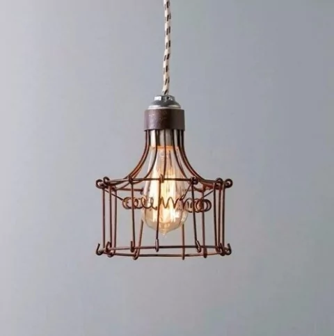 Lampara Colgante Alambre diseño vintage Symbad oxido