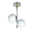 Lampara de techo barral 2 esferas globo de vidrio deco moderna Cromada Cromo Plateado barra cocina isla