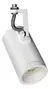 Cabezal móvil para dicro LED GU10 en color blanco, con diseño cilíndrico y soporte ajustable.