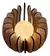 Velador nórdico de madera con una tulipa que emite luz suave, diseñado en forma de pétalos alrededor de una esfera iluminada.