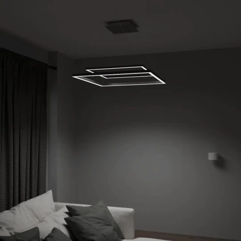 lampara colgante led cuadrados perfil quadra