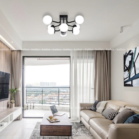 Lampara Moderna De Techo Plafon Industrial De 8 Luces Globo Rullet