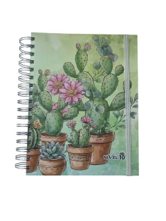 Agenda Nivel 10 2027 Bonjour Espiral Cactus Diaria 16x22 - Libreria Saturno