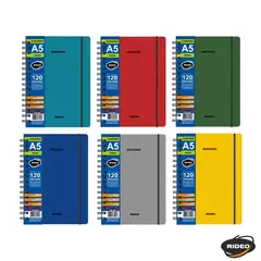 Cuaderno C/elástico A5 120 Hojas Rayado Akademie Rideo X Unidad