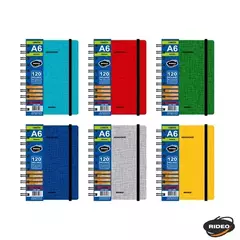 Cuaderno C/elástico A6 120 Hojas Rayado Akademie Rideo X Unidad.