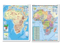 Mapa Mural Laminado Plastificado África Bifaz 90x130cm