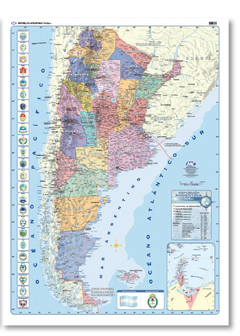 Mapa Mural Laminado Plastificado Argentina Político 65x95cm