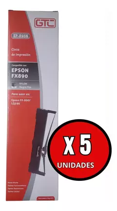 Cinta Impresora Gtc Ep 890n Epson Fx 890 Lq590 X 5 Unidades - comprar online