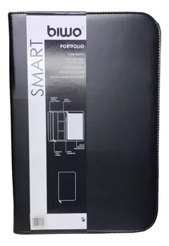 Carpeta Negra Oficio Smart Biwo Con Cierre Cuero Ecologico