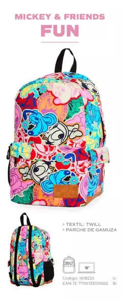 Mochila Espalda Urbana Escolar Mooving Mickey Mouse Fun - Libreria Saturno