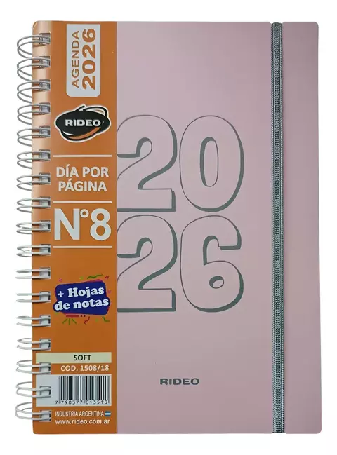 Agenda 2026 Rideo N°8 Linea Soft 16x22 Anillada Diaria - comprar online