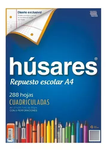 Respuesto Escolar Husares A4 X 288 HOJAS