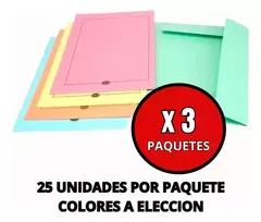 Carpeta 3 Solapas Oficio De Cartulina X 25 Uni X 3 Paquetes