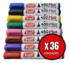 Marcador Recargable Trabi Para Pizarra Blanca Pack X36 Colores