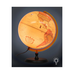Globo Terráqueo Base Madera 25 cm de Diámetro Antiguo con Luz